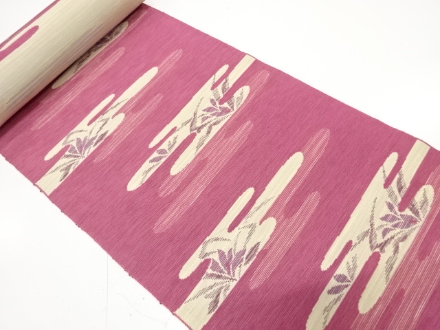 アンティーク　ヱ霞に草花模様織り出し　八寸帯地反物